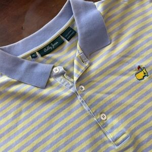 Masters Golf Shirt Mens XL Purple Striped Augusta Polo Made In Italy Bobby Jones